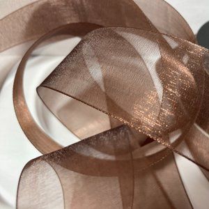 2 Sheer Organza Ribbon Brown 1.5" 30'